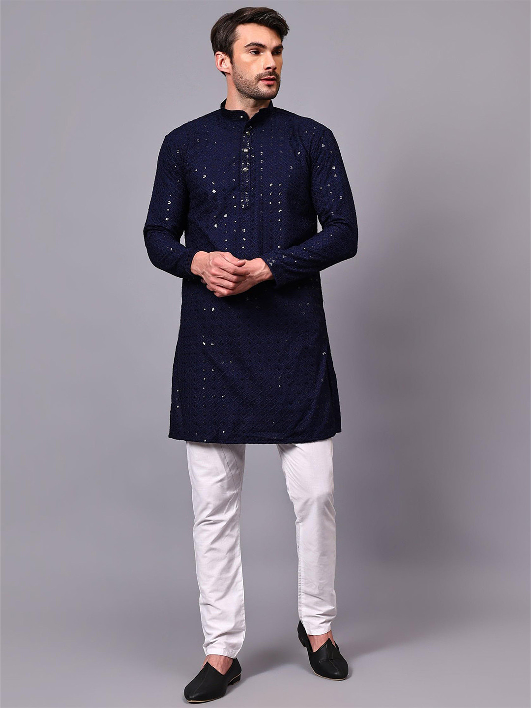 HAZEL CLOTHING Men Embellished Sequinned Kurta