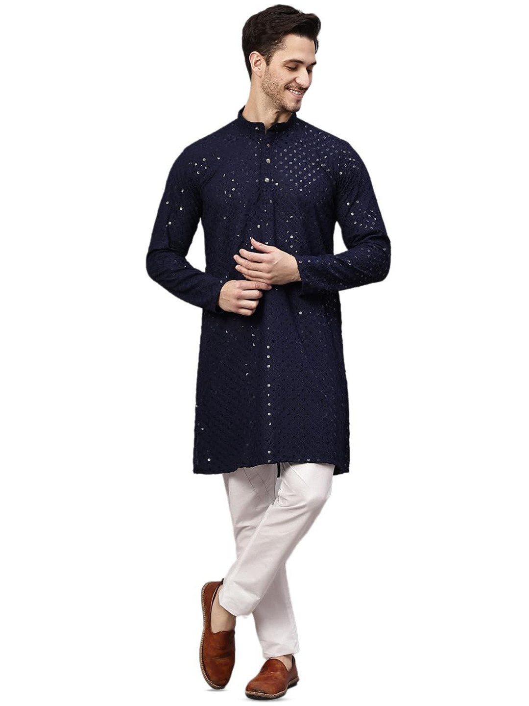 HAZEL CLOTHING Men Embellished Sequinned Kurta