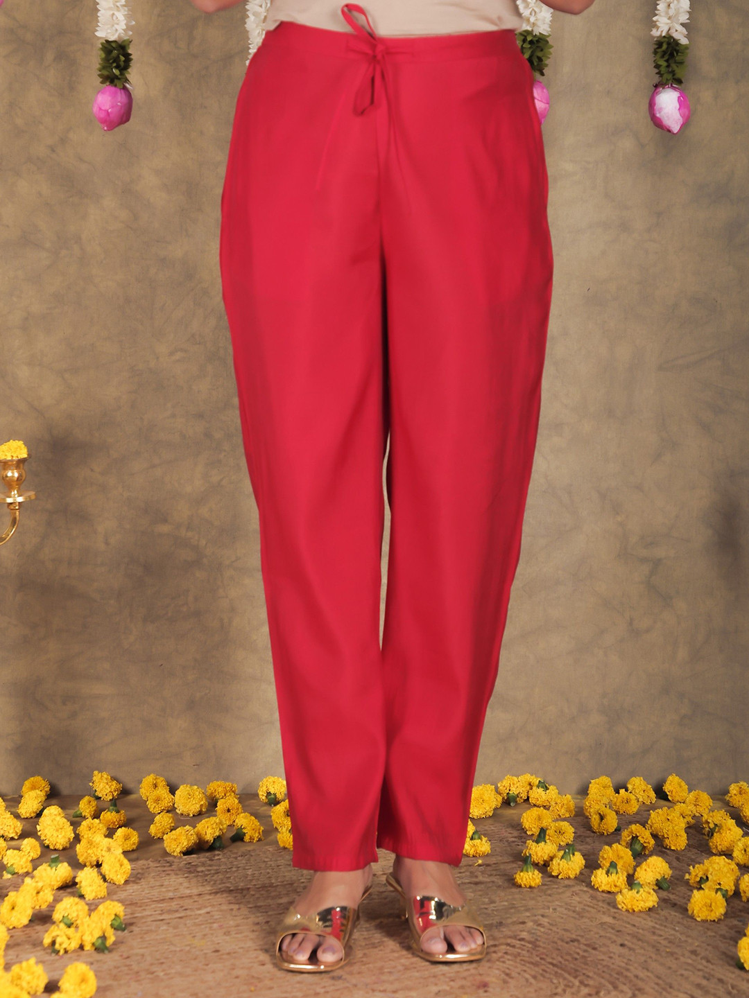 Aramya Women Straight Fit Ethnic Muslin Palazzos