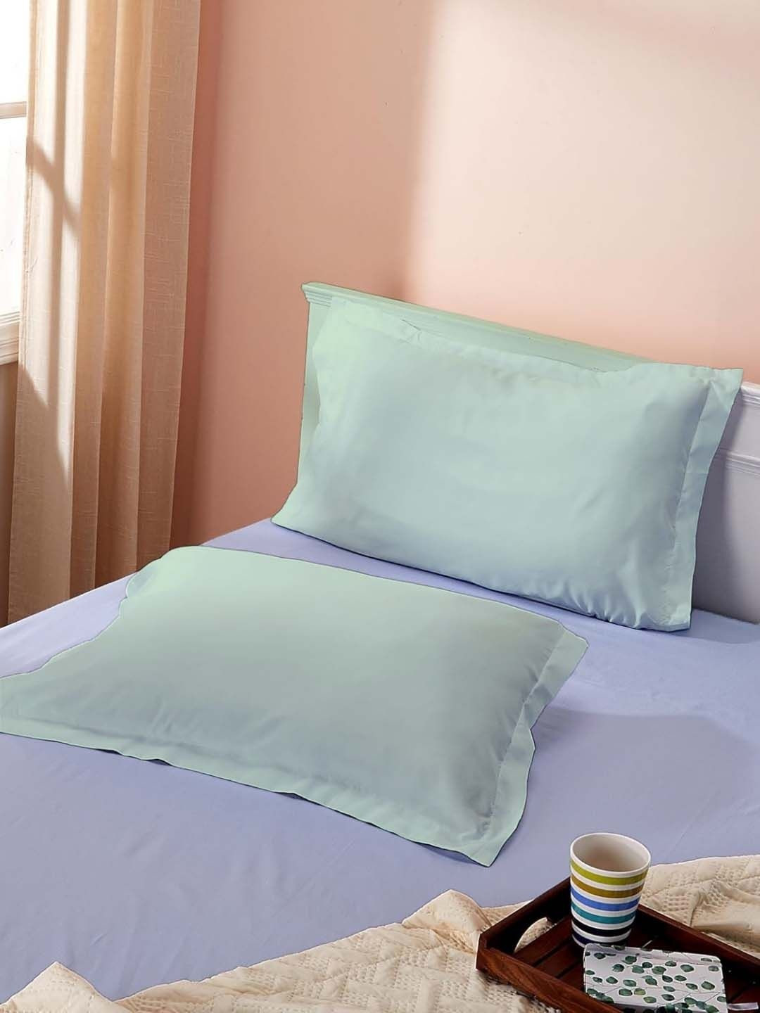 leeping Owls Set Of 2 Solid Pure Cotton Rectangle Pillow Covers