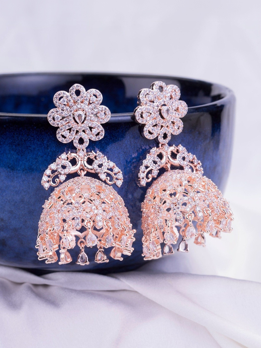 Opal Touch Floral Jhumkas Earrings