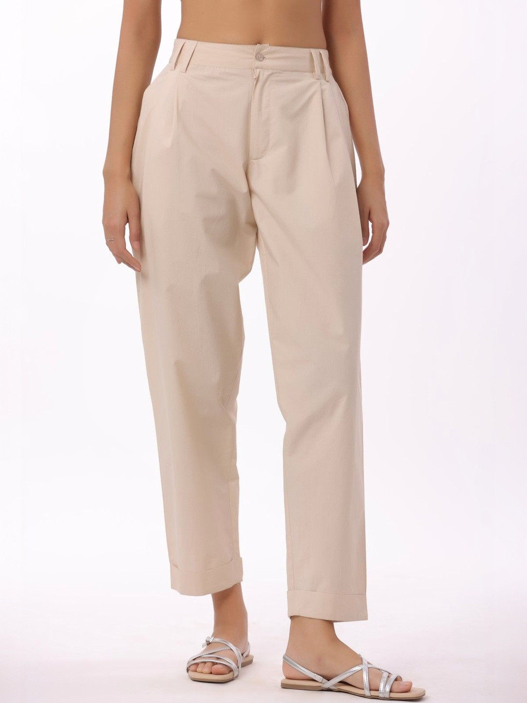 MUUN Women Relaxed Mid-Rise Cotton Relaxed Fit Trouser