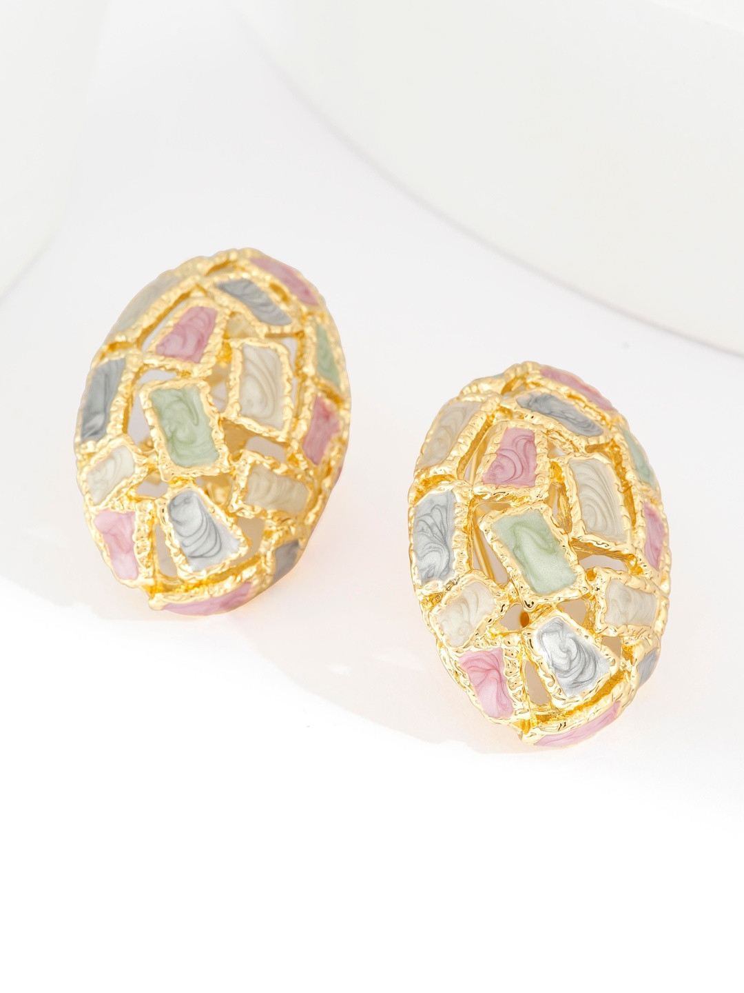 MAHTTAB Oval Studs Earrings