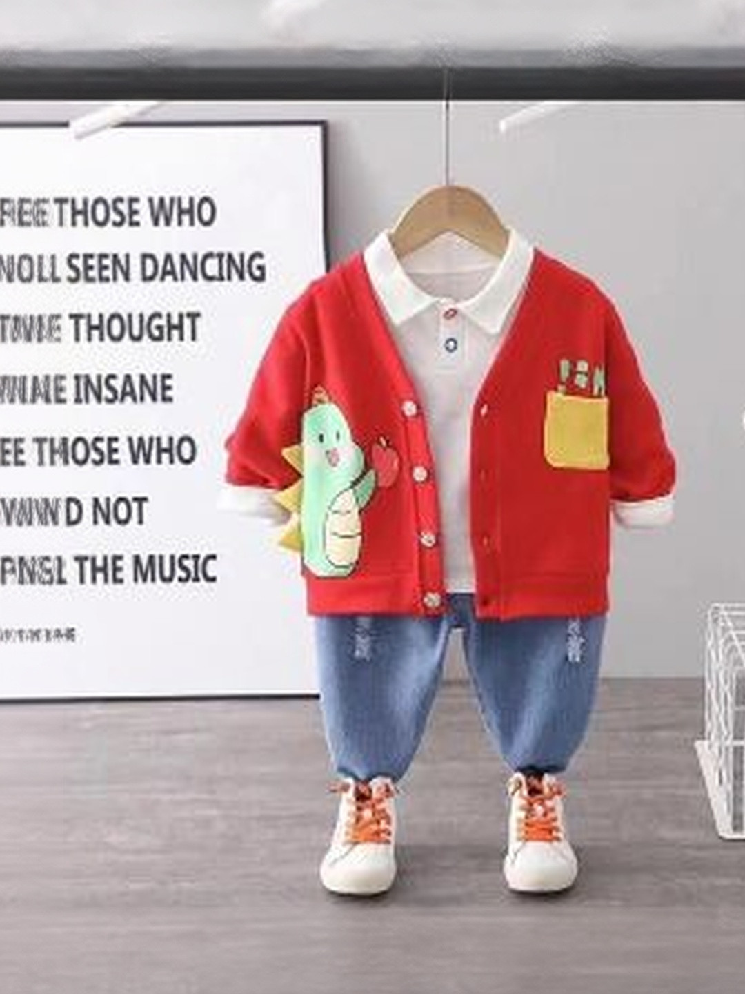 YK Kids Polo Collar Long Sleeves Fleece T-Shirt With Jacket & Jogger