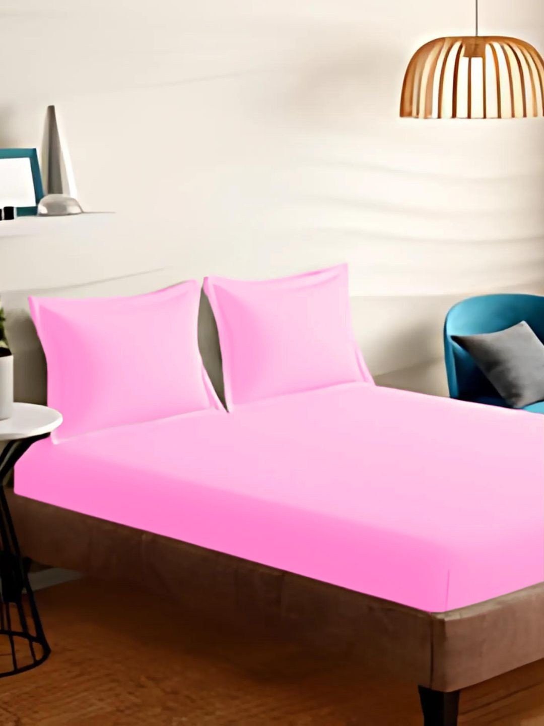 Sleeping Owls Pink 210 TC King Bedsheet with 2 Pillow Covers