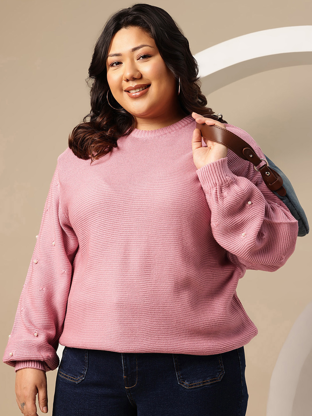 Sztori Plus Size Pullover with Studded Detail