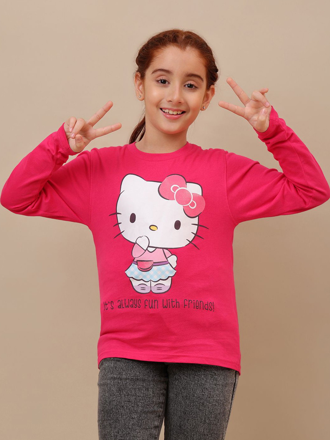Kids Ville Girls Hello Kitty Printed Long Sleeve T-Shirt