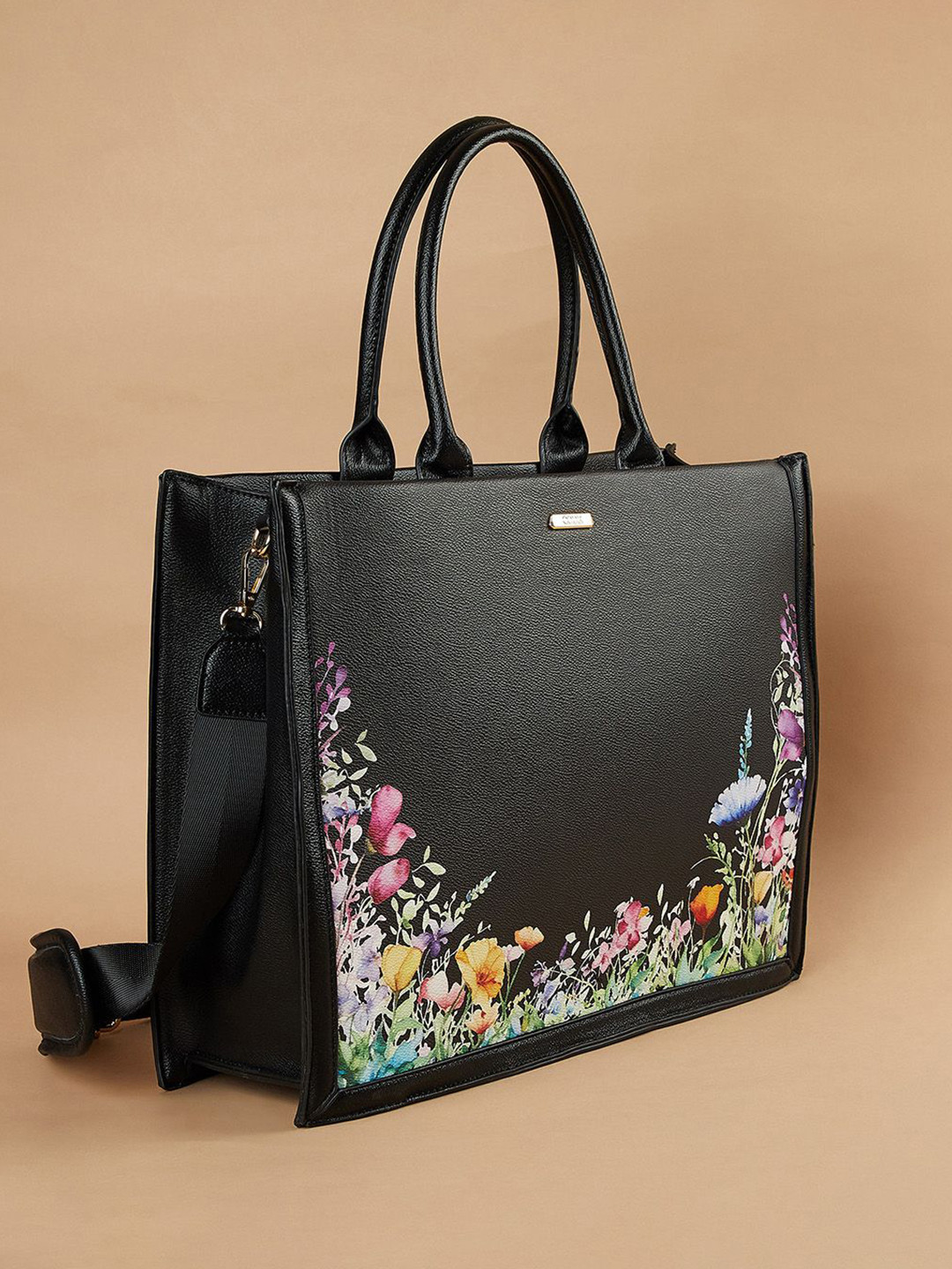 CODE by Lifestyle Floral Printed PU Structured Tote Bag