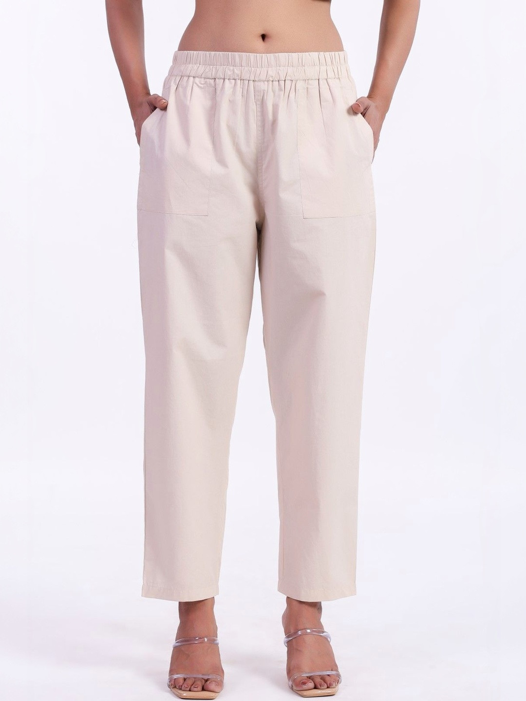 MUUN Women Mid-Rise Relaxed Fit Cotton Regular Trousers