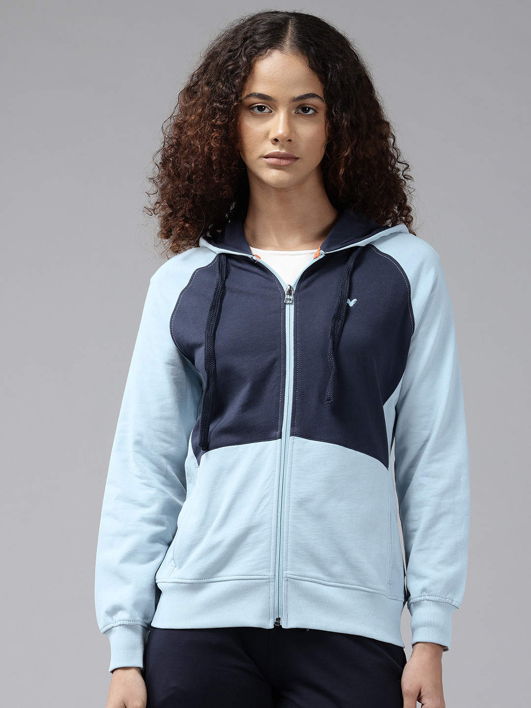 Wildcraft Pure Cotton Hooded Colourblocked Sweatshirt
