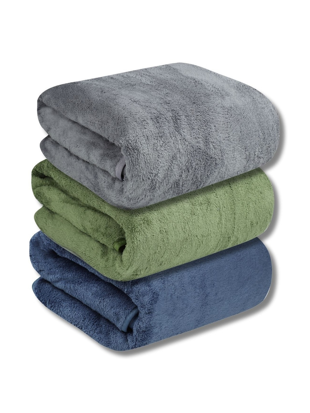 Fezora Blue Microfiber 450 GSM Breathable 3 Pieces Adult Bath Towels