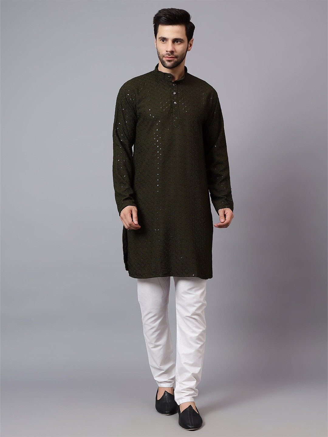 Go Stylish Men Embellished Mirror Work Kurta