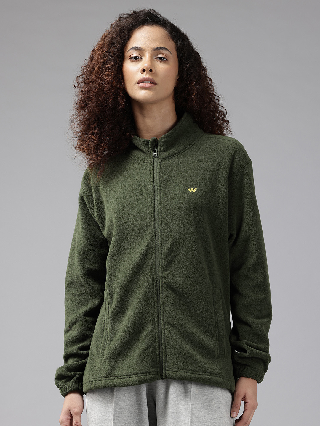 Wildcraft Brand Logo Detail Fleece Open Front Jacket