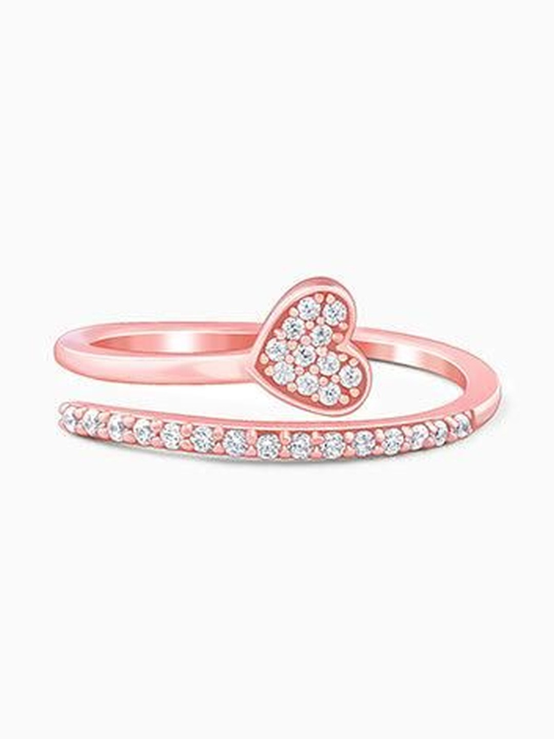 GIVA Women Rose Gold-Plated White Zircon-Studded Endless Love Silver Ring