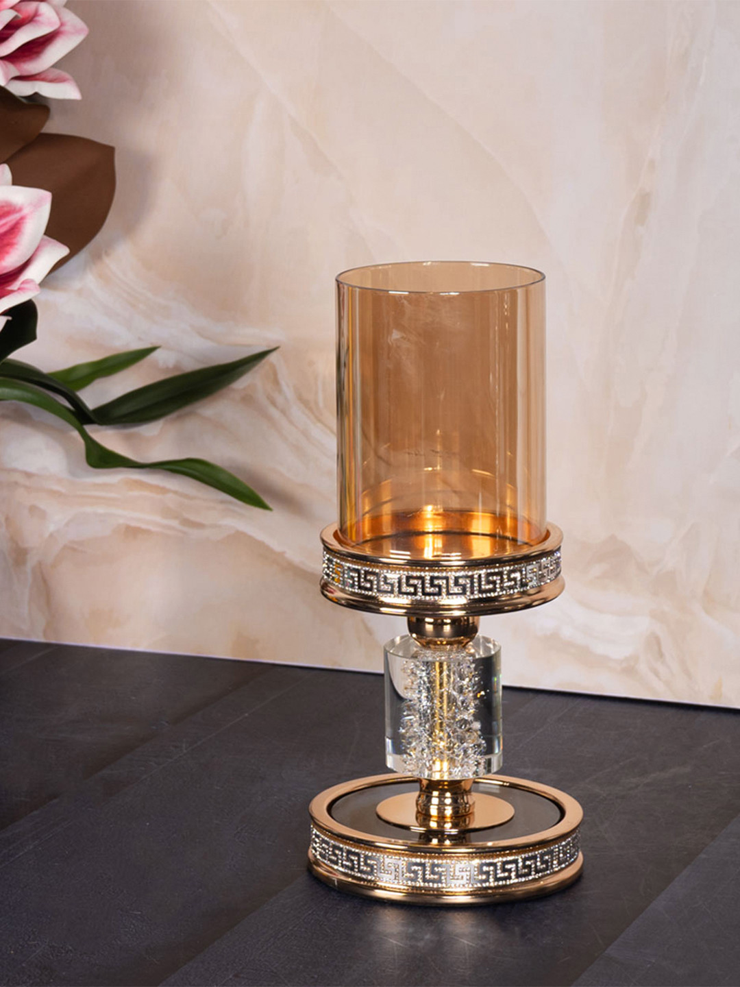 AARVI DECOR STUDIO Gold-Toned Opulent Glow Candle Holder
