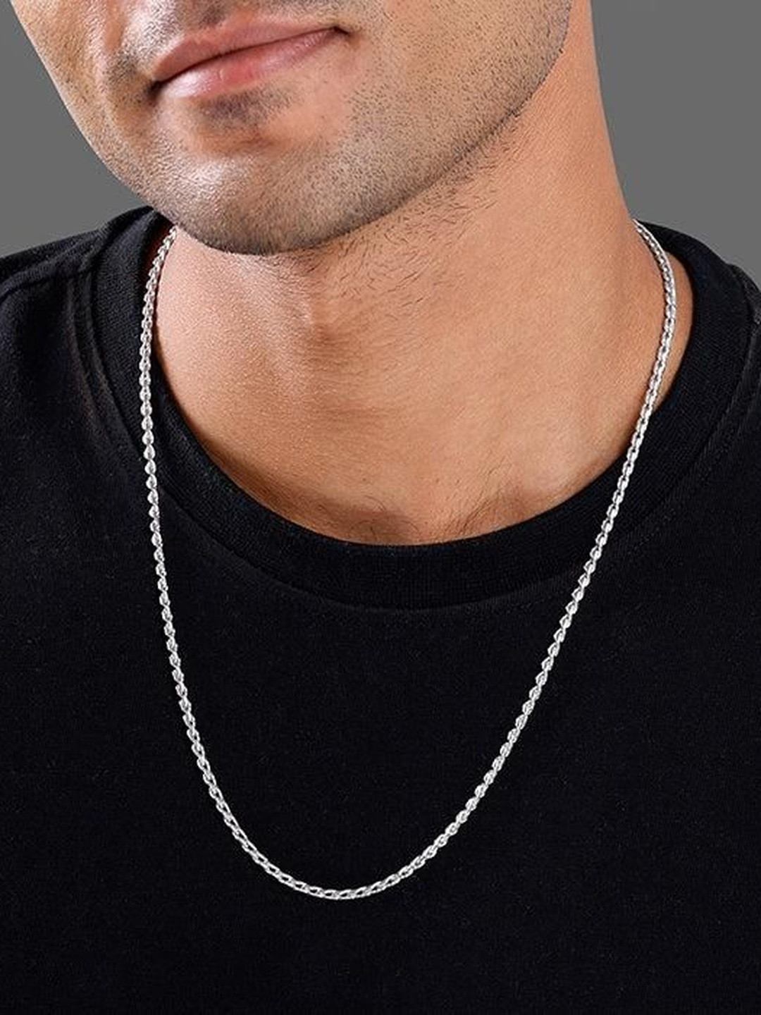GIVA Men Silver Rhodium-Plated Chain