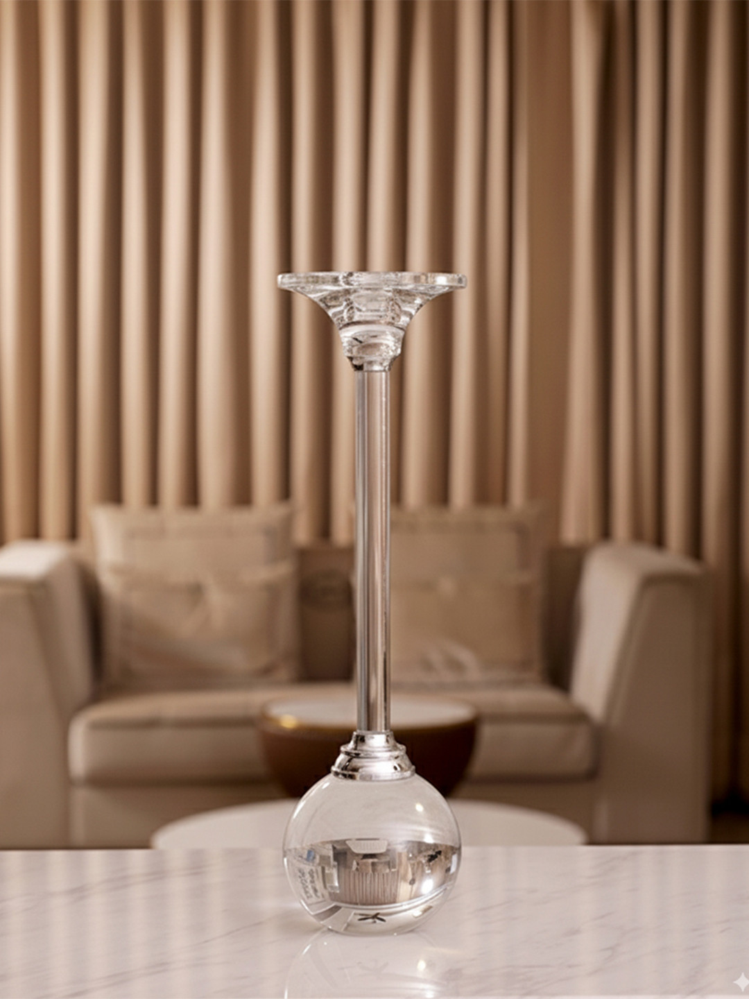 AARVI DECOR STUDIO Transparent Crystal Celestial Orb Candle Stand Home Decor