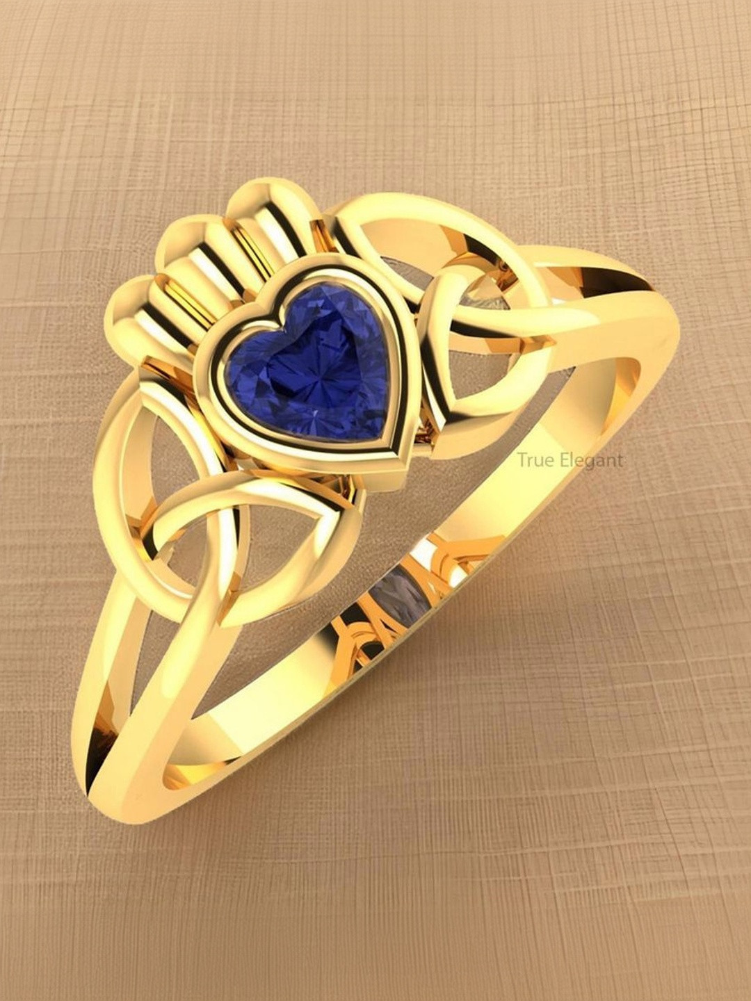 ventino Sapphire Stone-Studded Heart-Shape Finger Ring