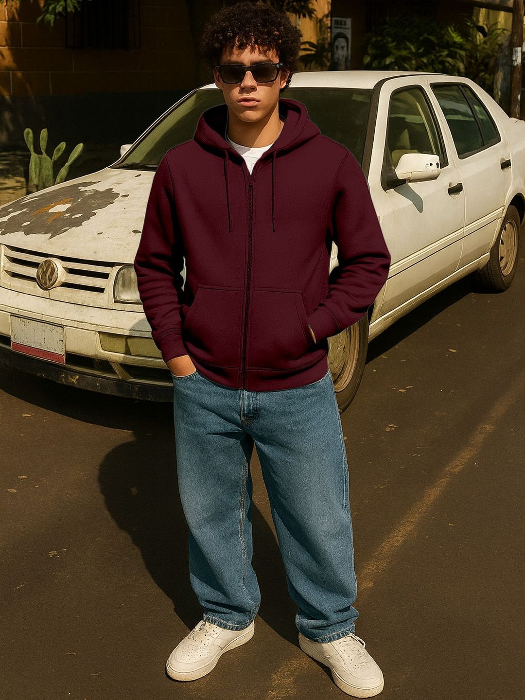 FTX Men Fleece Varsity Jacket with Embroidered