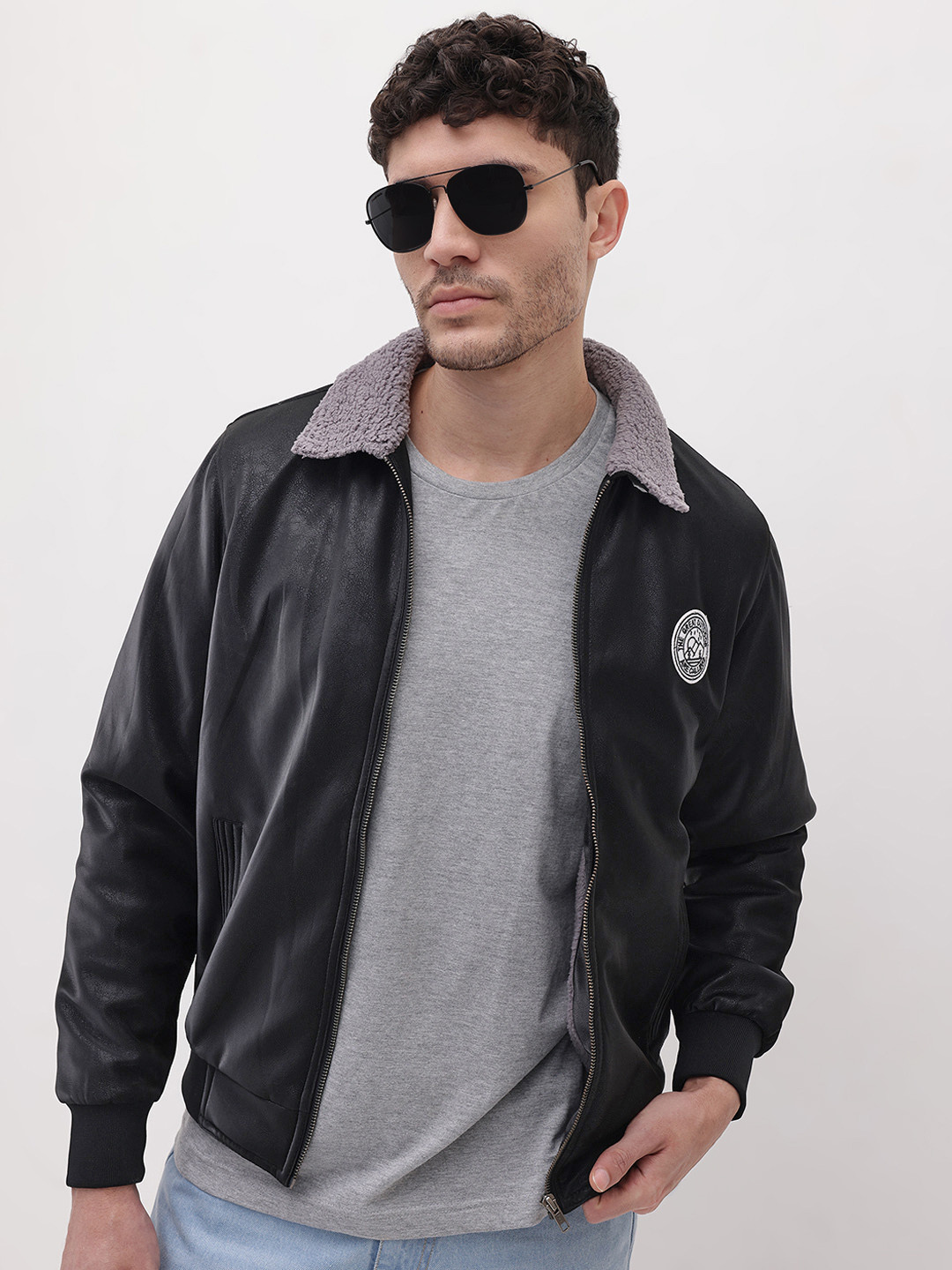 The Roadster Life Co. Faux Fur Trim Bomber Jacket