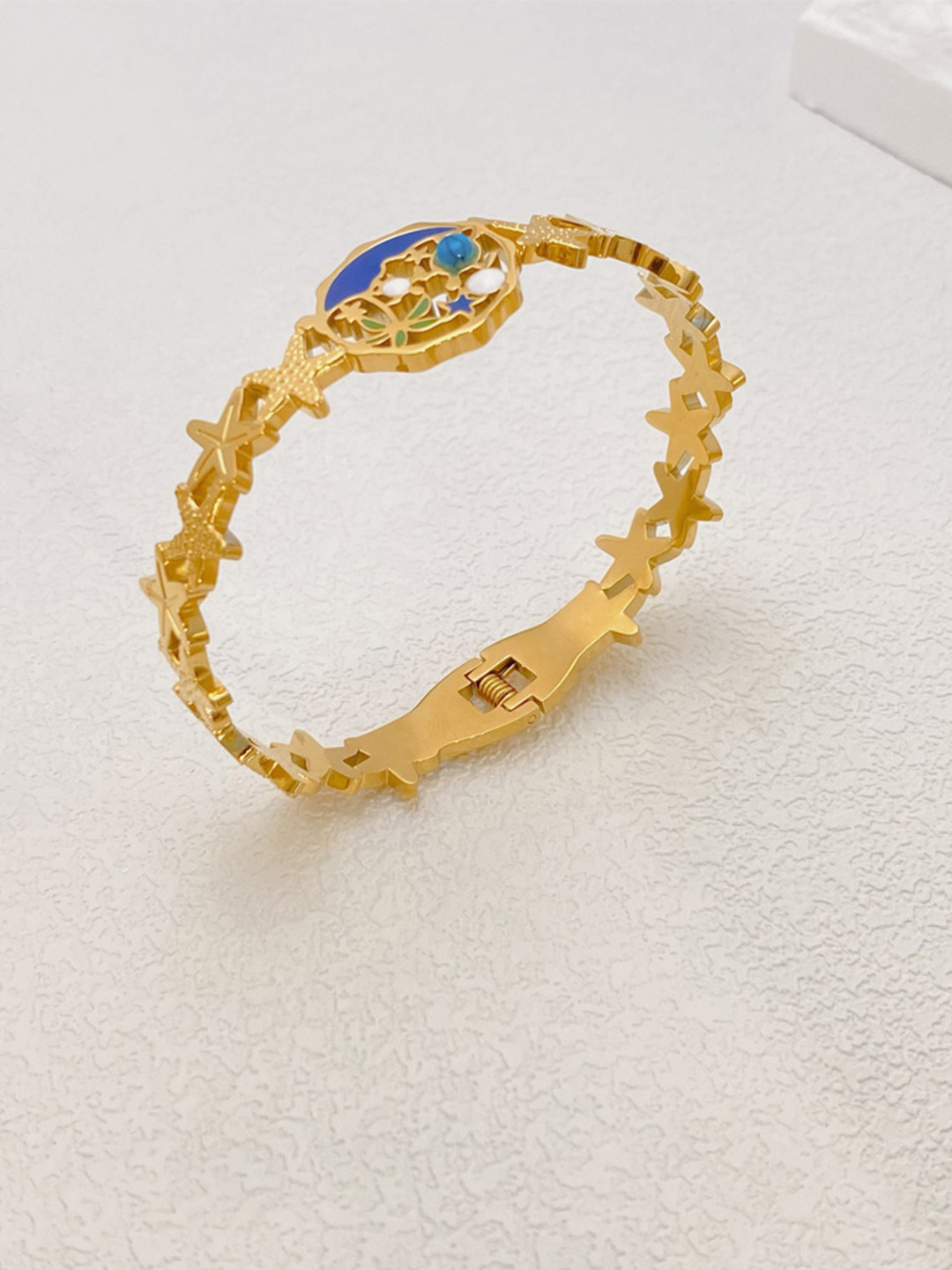 Just Lil Things Gold-Plated Circular Star Aligned Wraparound Bracelet