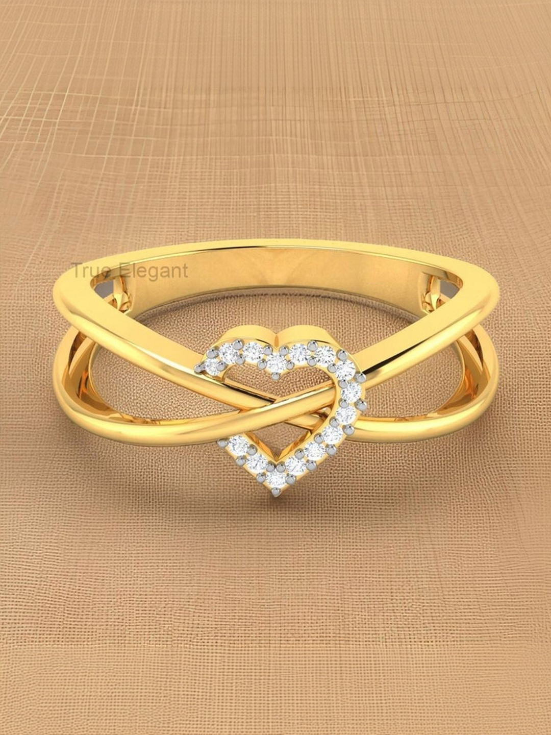 BIANCISTELLE Diamond Stone-Studded Heart Shaped Finger Ring