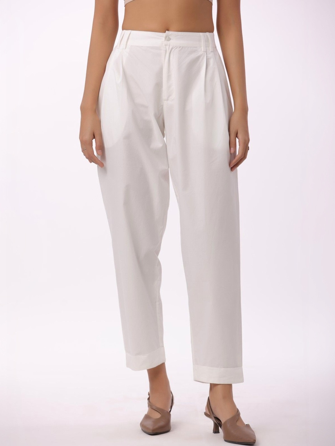 MUUN Women Relaxed Mid-Rise Cotton Relaxed Fit Trouser