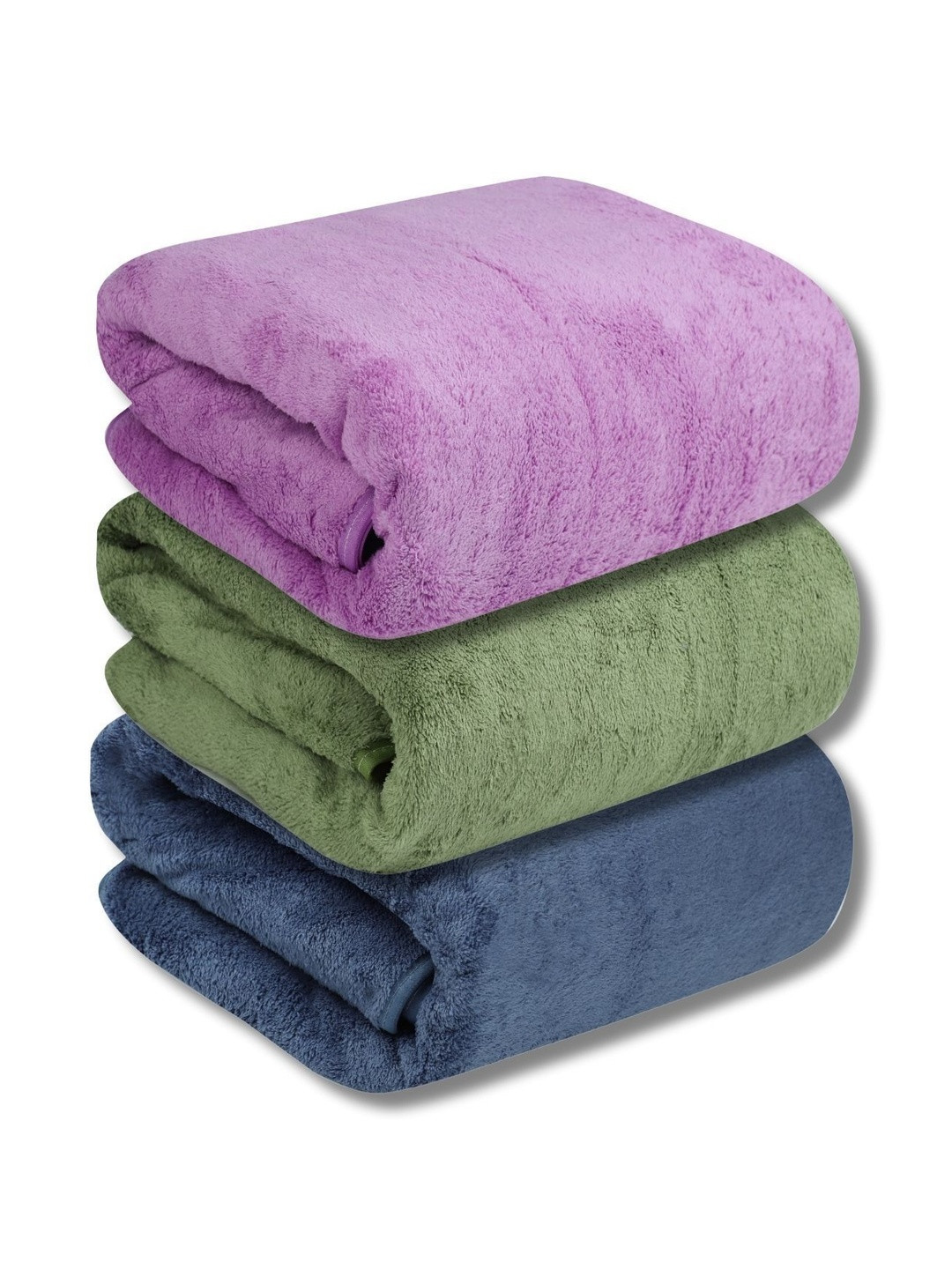 Fezora Blue Microfiber 450 GSM Breathable 3 Pieces Adult Regular Bath Towels