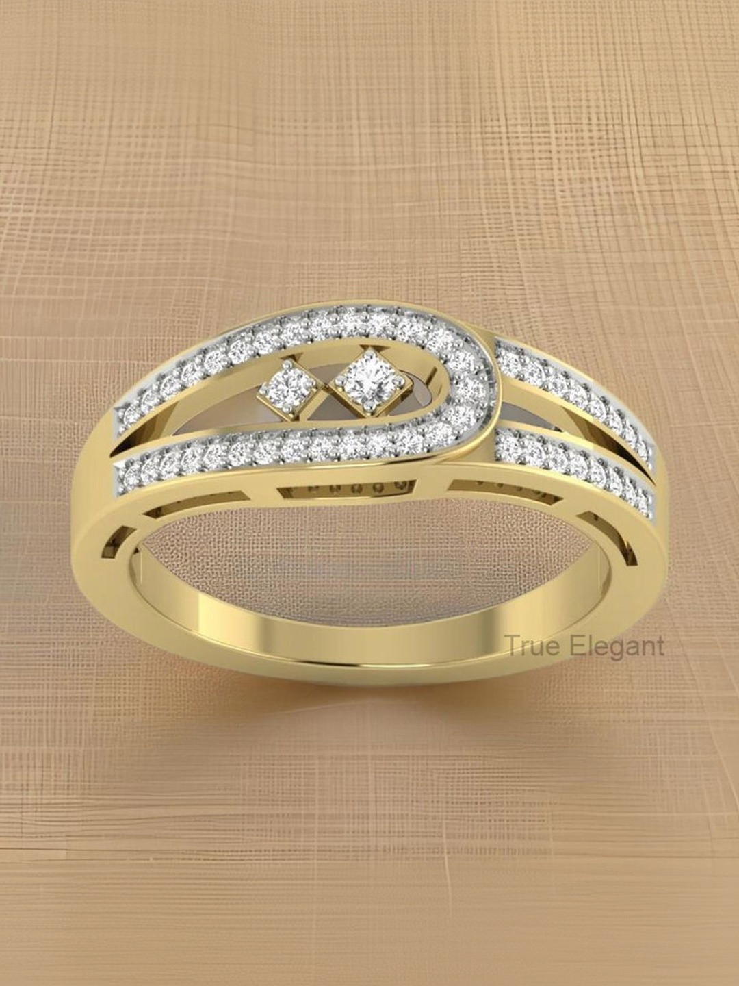 BIANCISTELLE Diamond Stone-Studded Teardrop Shaped Finger Ring