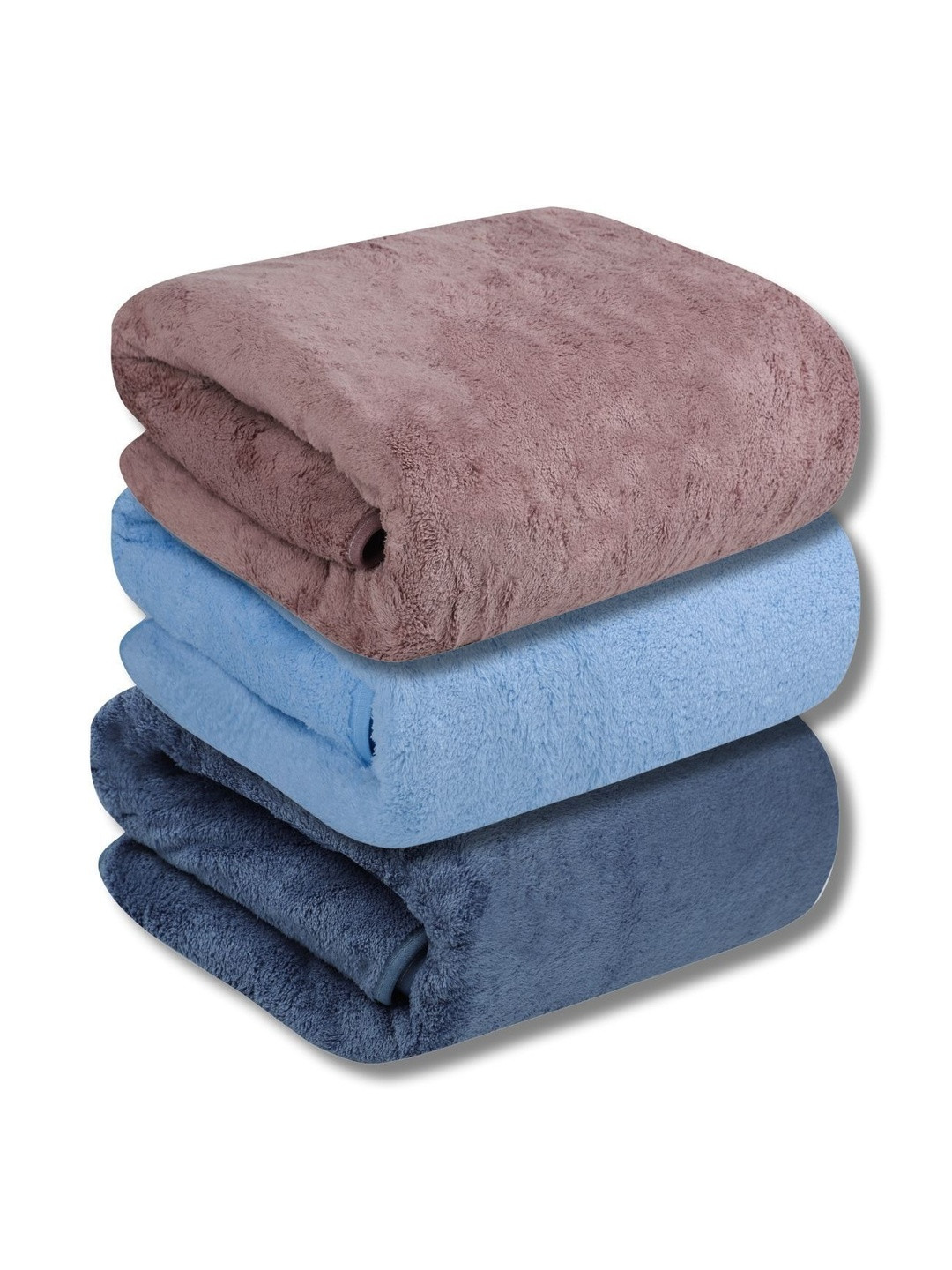 Fezora Blue & Mauve Set of 3 450 GSM Bath Towels