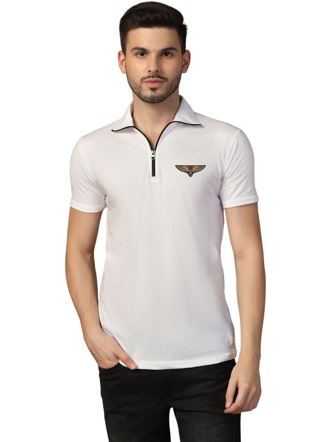 BEYOU FASHION Men Brand Logo Polo Collar T-shirt