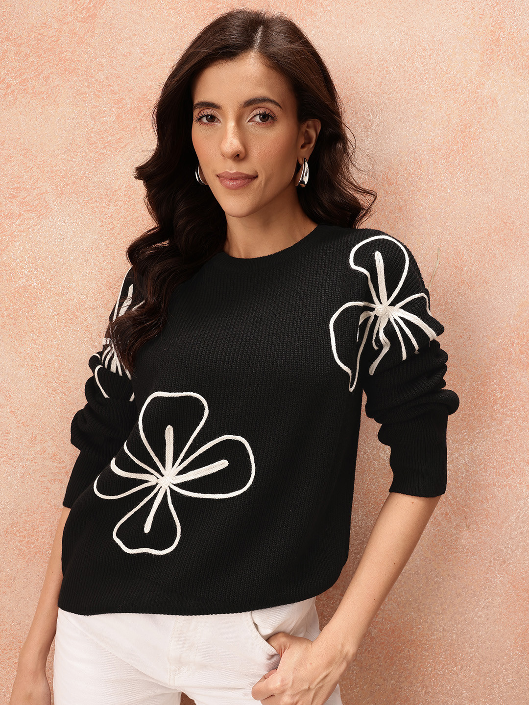 all about you Floral Pullover with Applique Detail