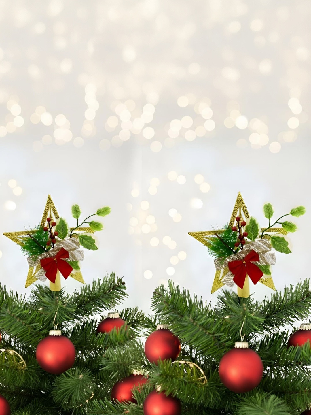 Ascension Green & Red 2 Pieces Topper Star Christmas Tree Decor