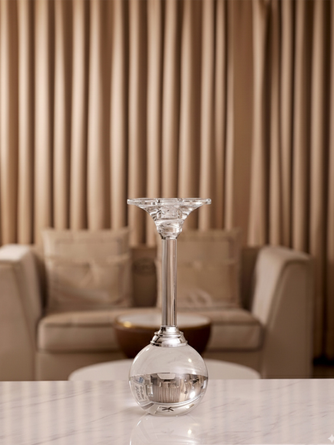 AARVI DECOR STUDIO Transparent Luxury Crystal Ball Celestial Orb Candle Stand