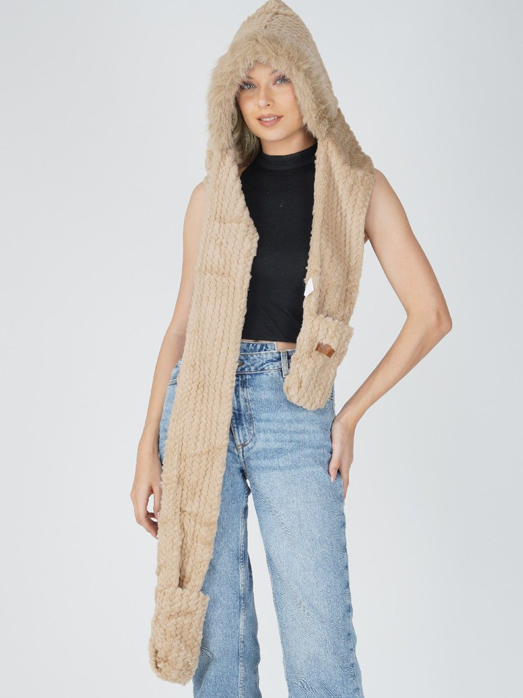 TOMKOT Women Woollen Cap-Scarf