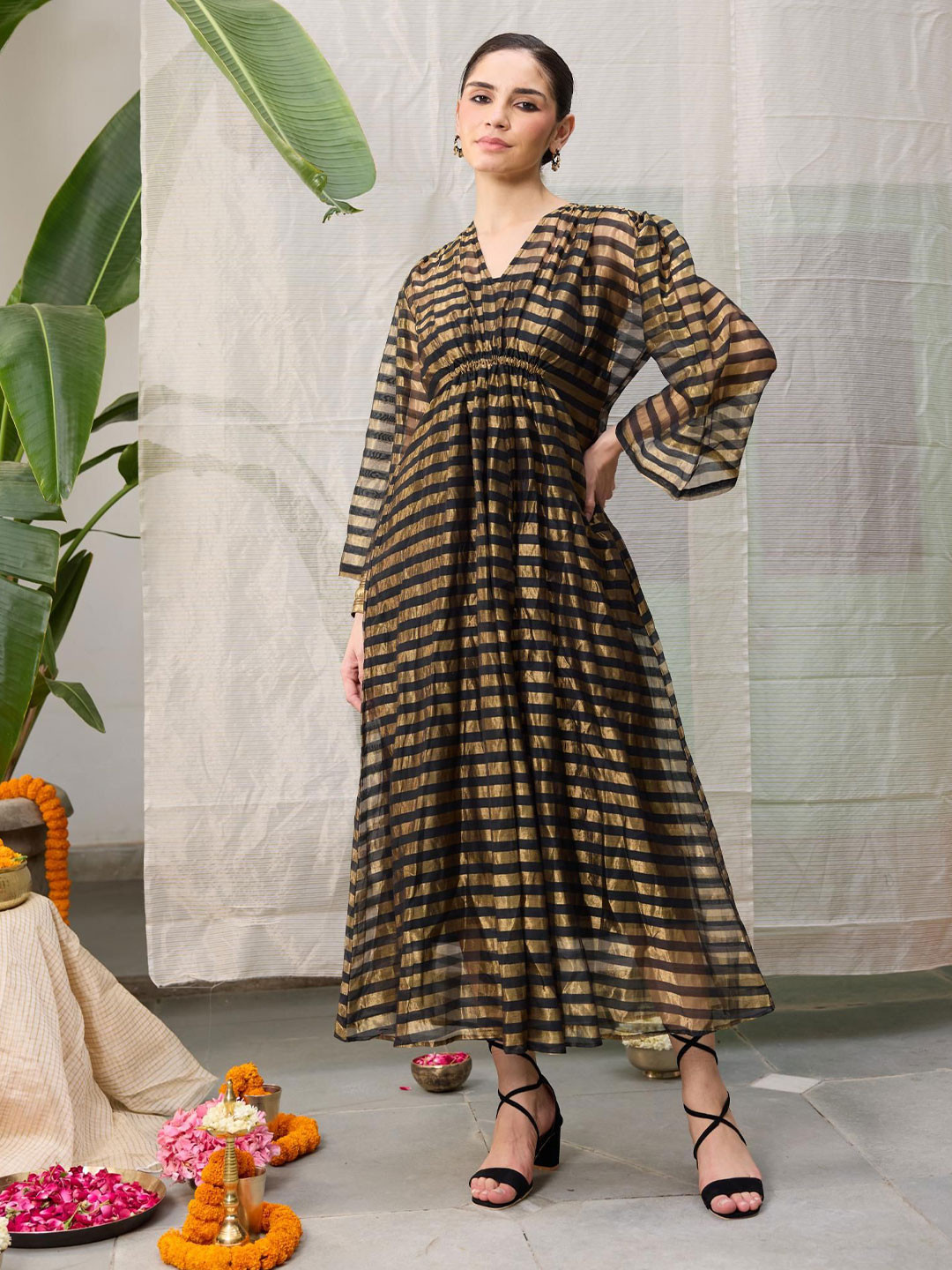 RAAS LIFE Striped Maxi Dress