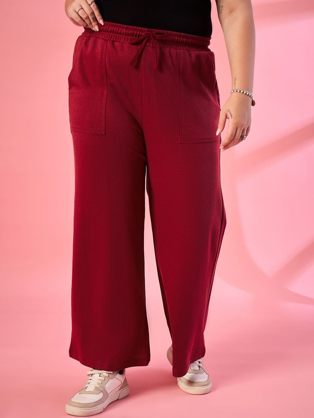 ALIZA Cotton Relaxed-Fit Mid-Rise Trousers