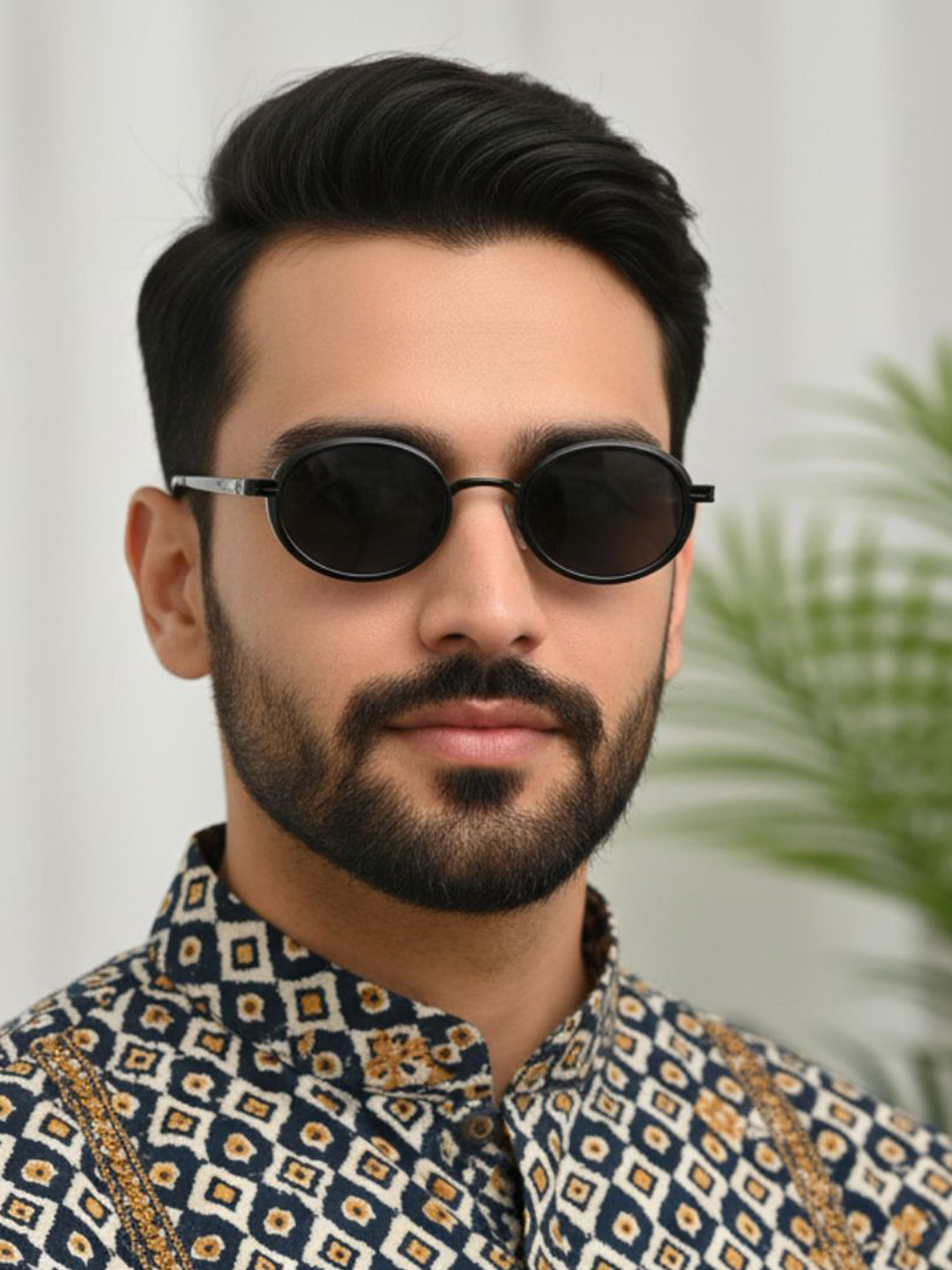 First Lens Unisex Black Lens & Black Round Sunglasses C10335