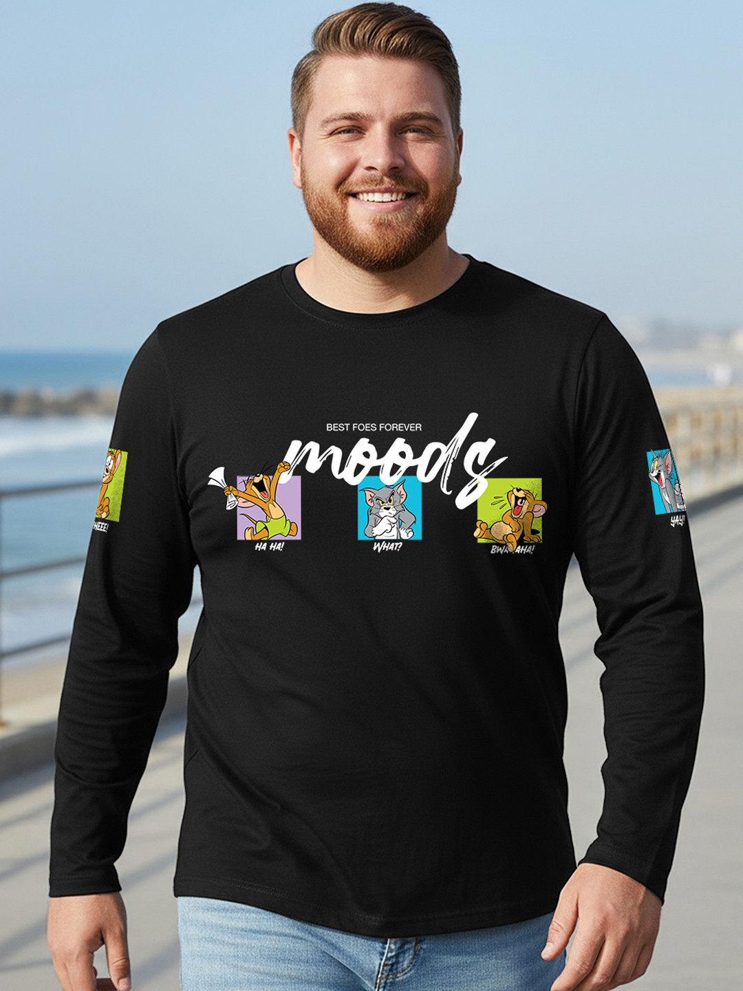 Bewakoof Plus Official Tom & Jerry Merchandise Men's Graphic Printed T-Shirt