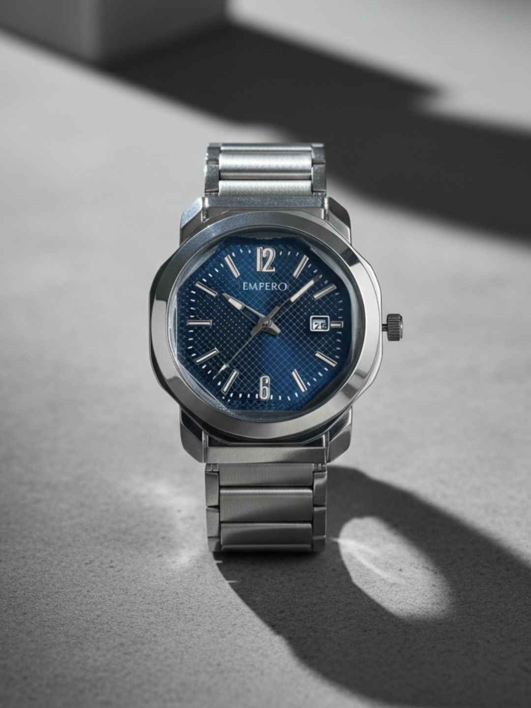 EMPERO Men Brass Dial & Straps Analogue Multi Function Watch EAB223 Date Dark Blue Dial Chain