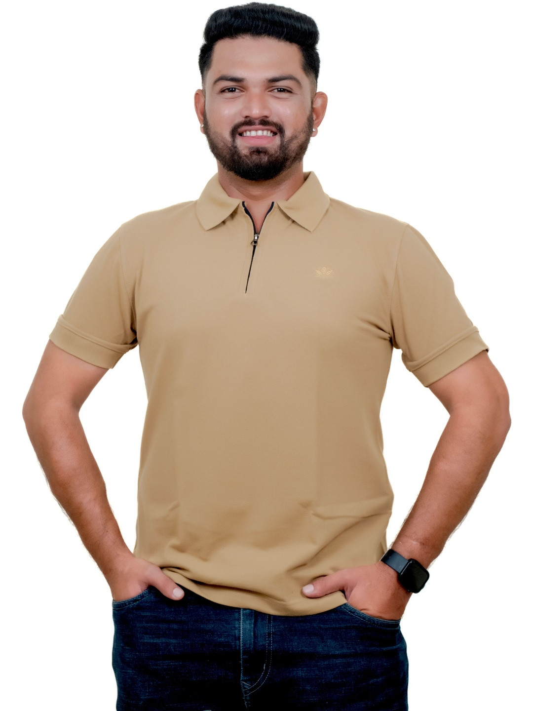 AMOGH BY HR Men Brand Logo Polo Collar T-shirt