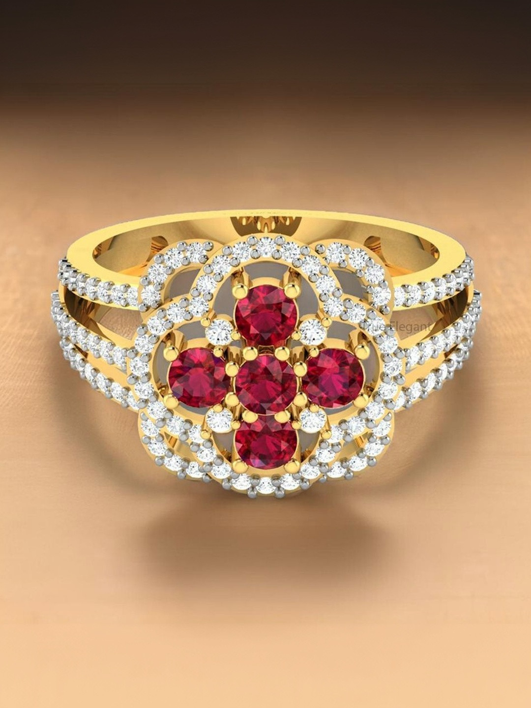 BIANCISTELLE Ruby & Diamond-Studded Finger Ring