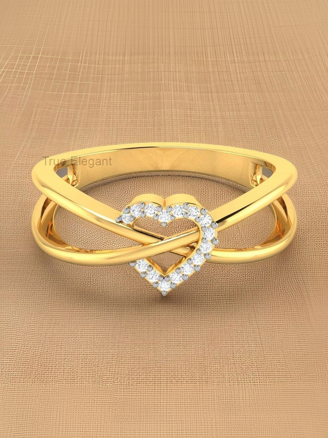 ventino Heart-Shape Diamond Stone-Studded Finger Ring