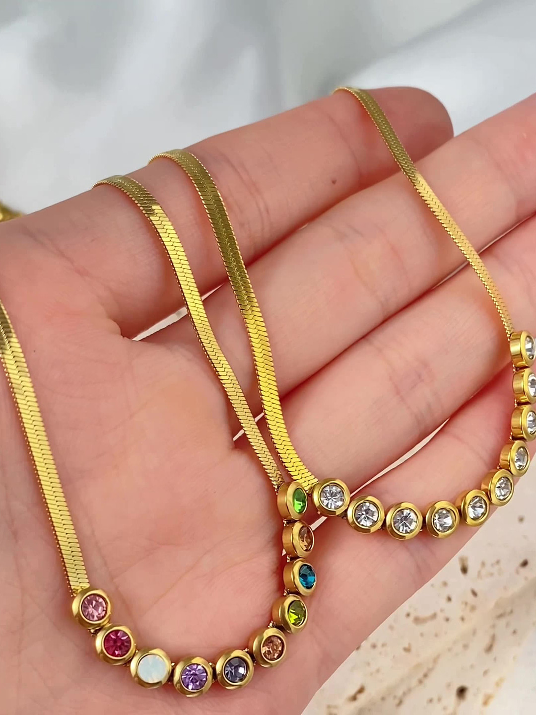 Just Lil Things Gold-Plated Artificial Stones Chain