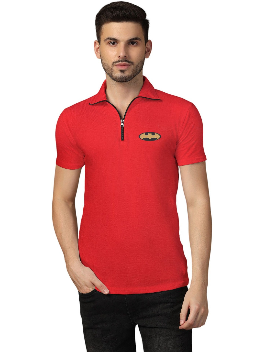 Blisstone Men Brand Logo Batman Polo Collar Pockets T-shirt