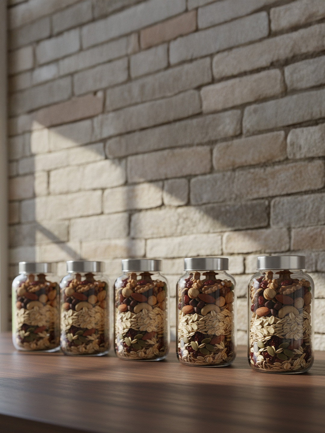 Croco Jar Transparent Glass Dishwasher Safe 6 Piece Screw Top Jar-1.8L