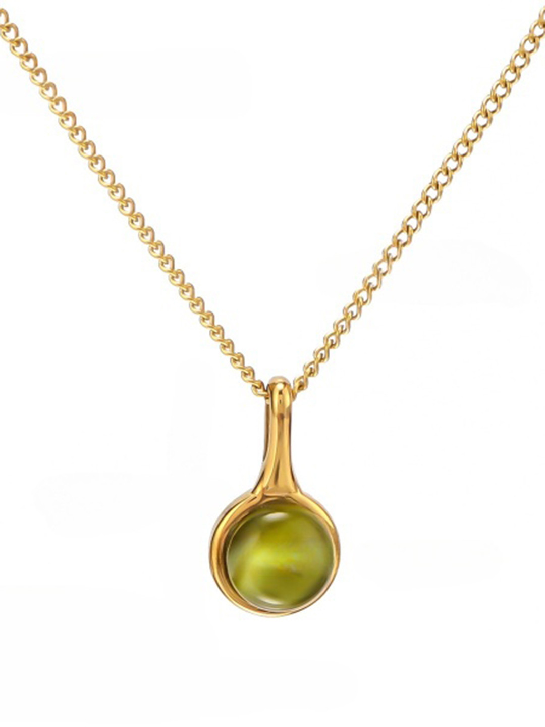 Just Lil Things Round Shape Stone Studded Pendant With Chain