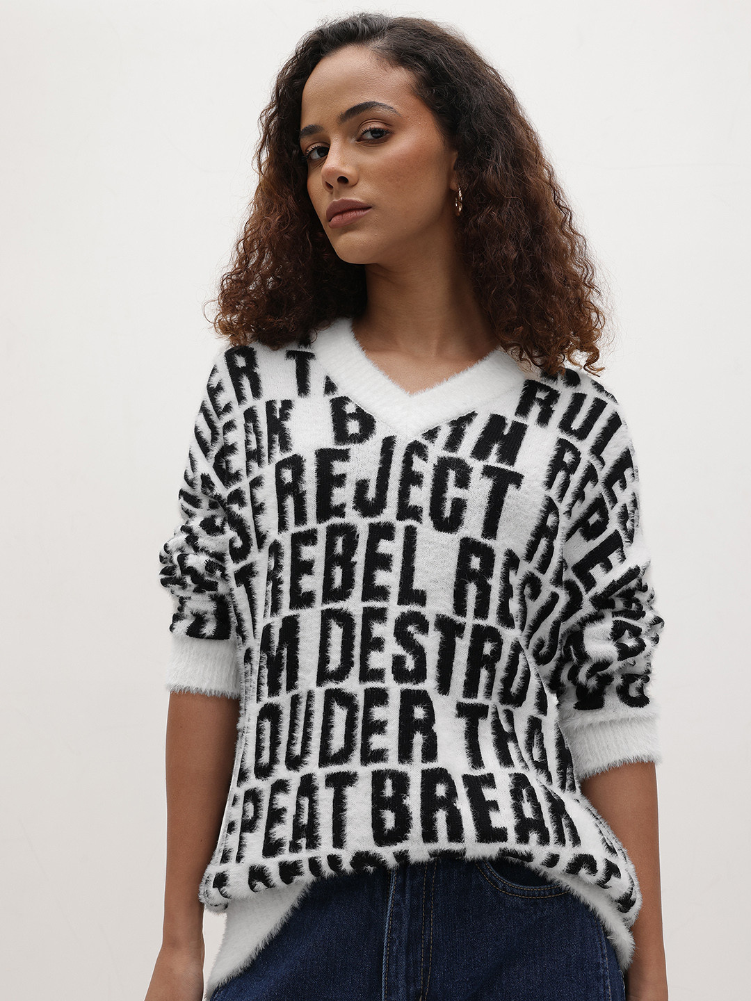 The Roadster Life Co. Acrylic Typography Embroidered Pullover