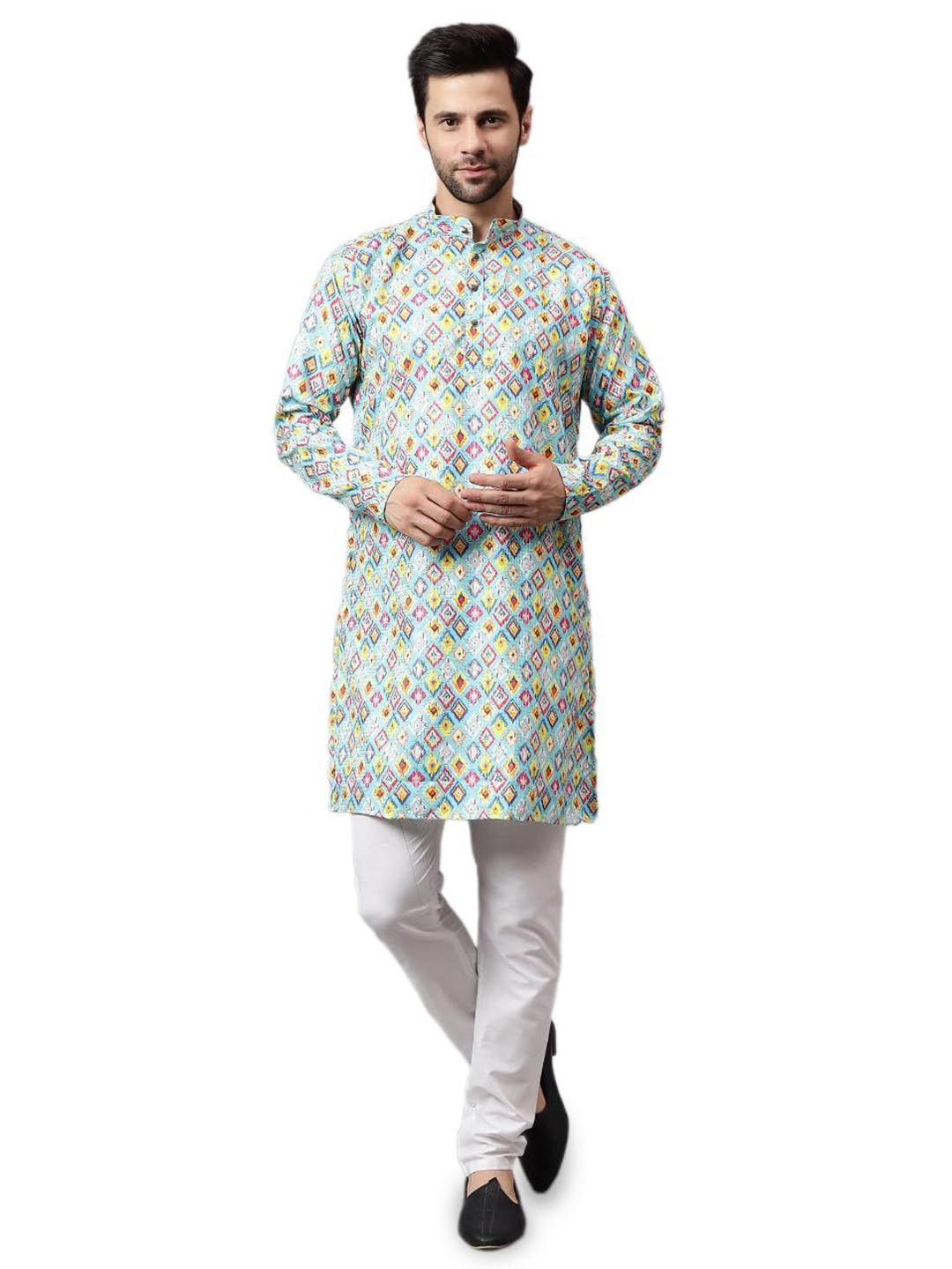 Go Stylish Men Geometric Printed Indie Prints Kurta