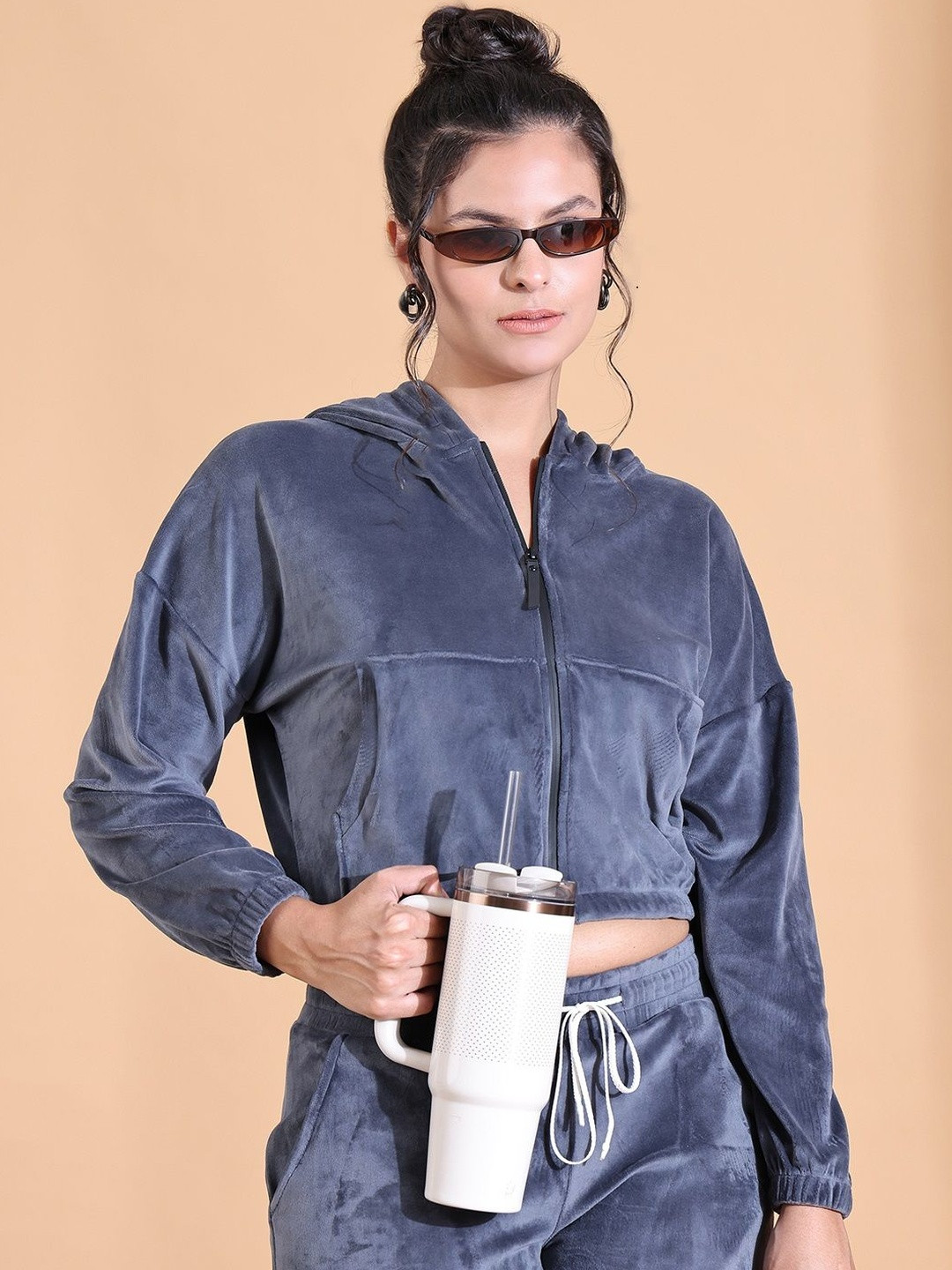 Aesthetic Bodies Lightweight Hooded Cotton Crop Cotton Training or Gym Jacket